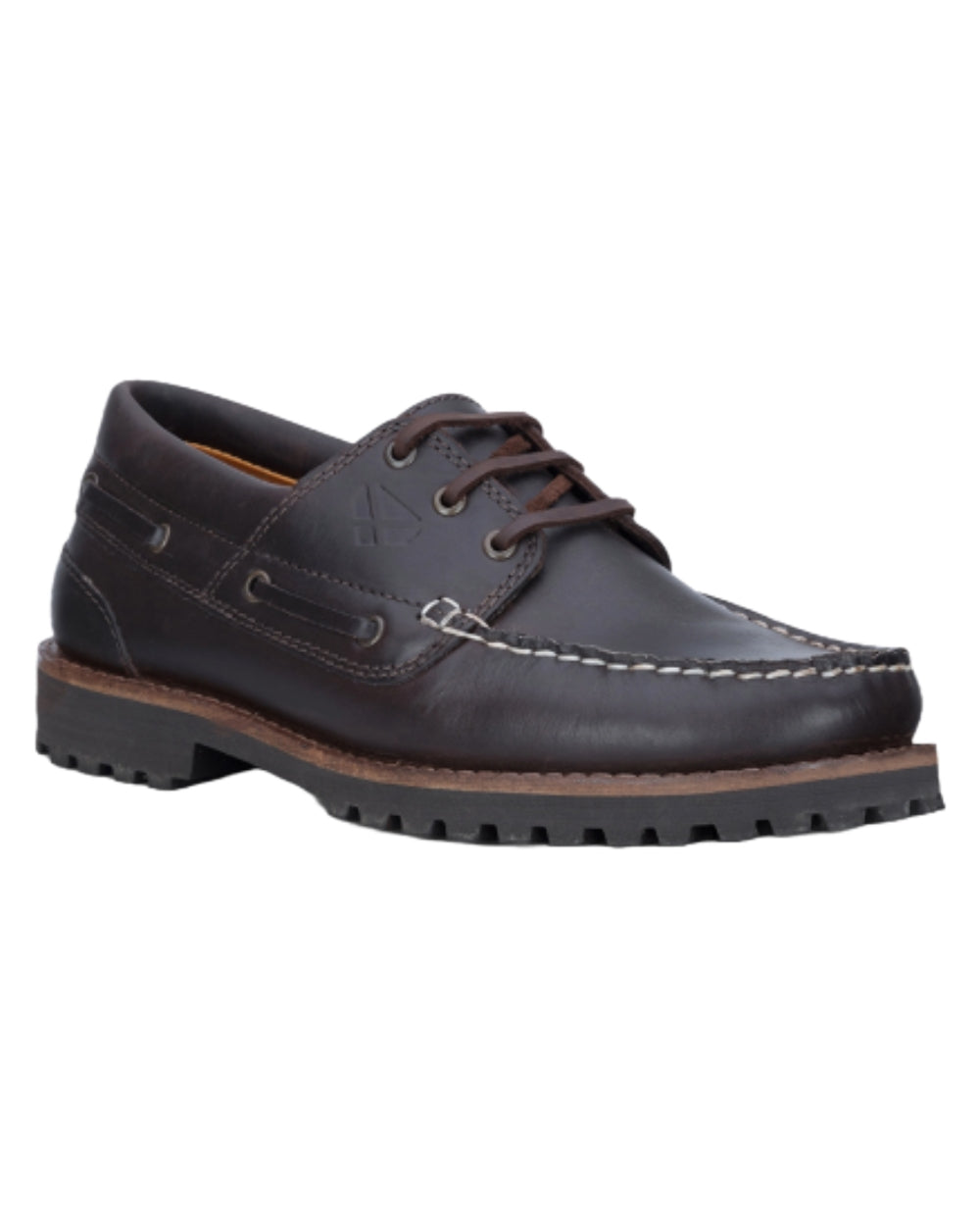 Chestnut Coloured Hoggs of Fife Kintyre Rugged Moccasin Boat Shoes on white background #colour_chestnut