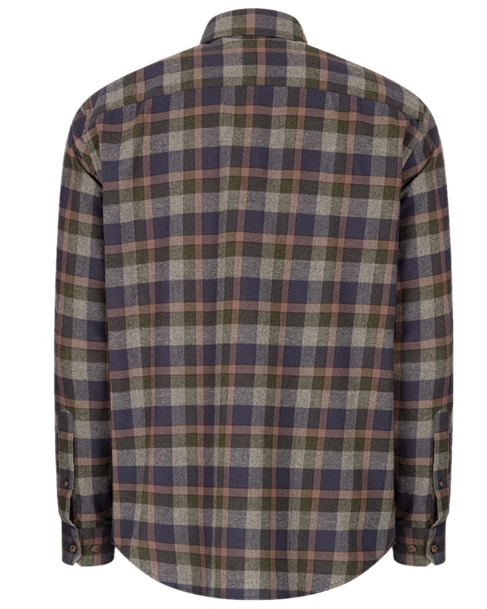 Navy Green Grey Coloured Hoggs of Fife Kirkwall Brushed Flannel Check Shirt on white background #colour_navy-green-grey