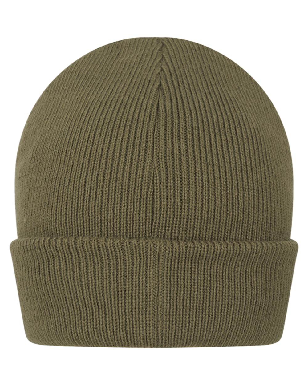Olive coloured Hoggs of Fife Knitted Thinsulate Waterproof Beanie on white background #colour_olive
