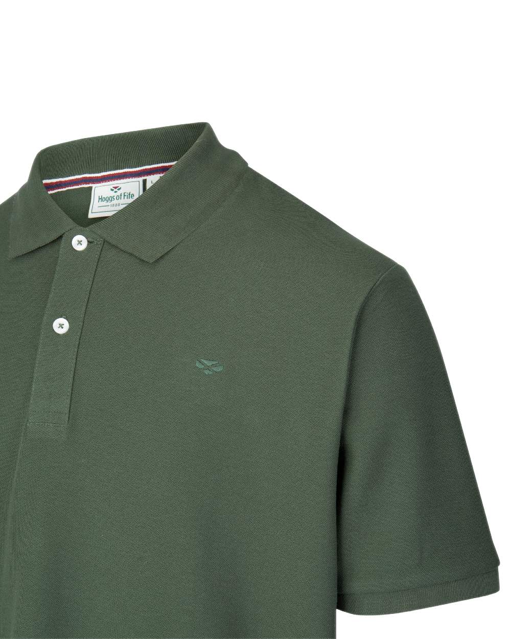 Bottle Green Coloured Hoggs of Fife Largs Pique Polo Shirt on white background #colour_bottle-green