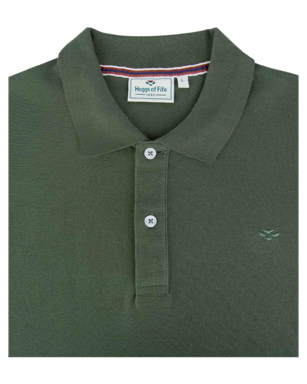Bottle Green Coloured Hoggs of Fife Largs Pique Polo Shirt on white background #colour_bottle-green