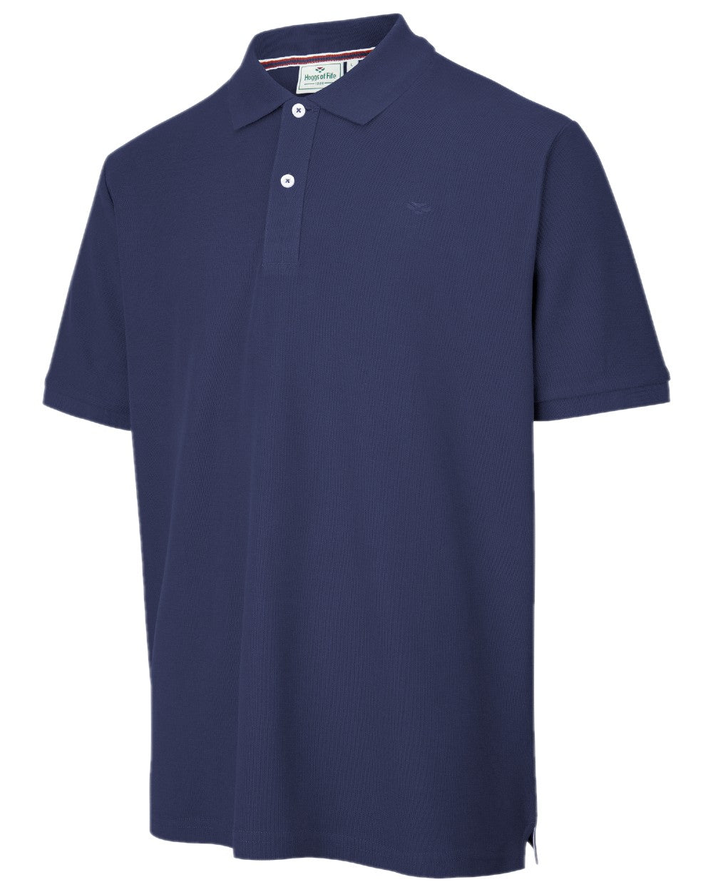 Navy Coloured Hoggs of Fife Largs Pique Polo Shirt on white background #colour_navy