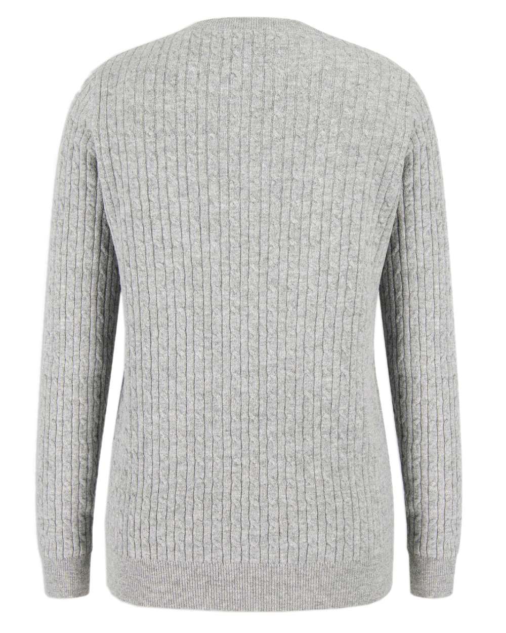 Grey Coloured Hoggs of Fife Lauder Ladies Cable Pullover on white background #colour_grey