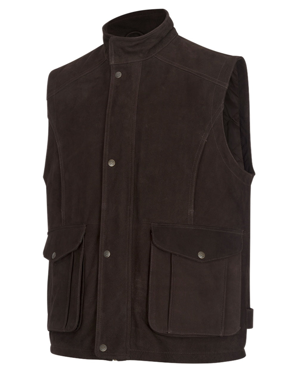 Chocolate Coloured Hoggs of Fife Lomond II Leather Waistcoat on white background #colour_chocolate