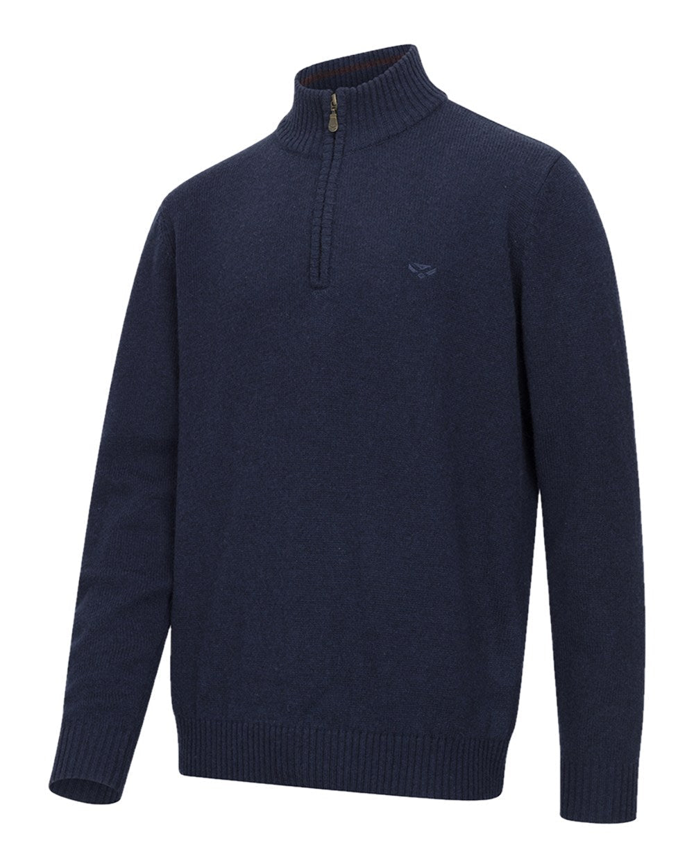 Navy Marl Coloured Hoggs of Fife Lothian II Quarter Zip Pullover on white background #colour_navy-marl