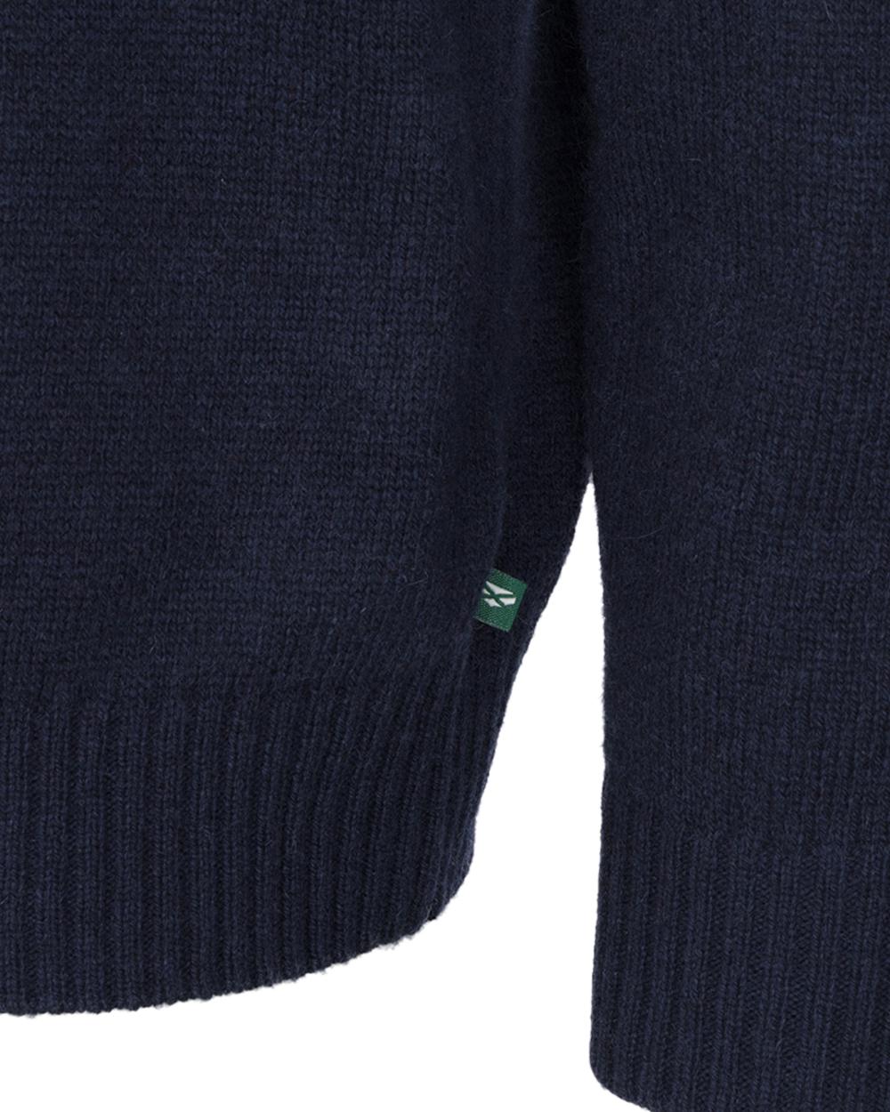 Navy Marl Coloured Hoggs of Fife Lothian II Quarter Zip Pullover on white background #colour_navy-marl