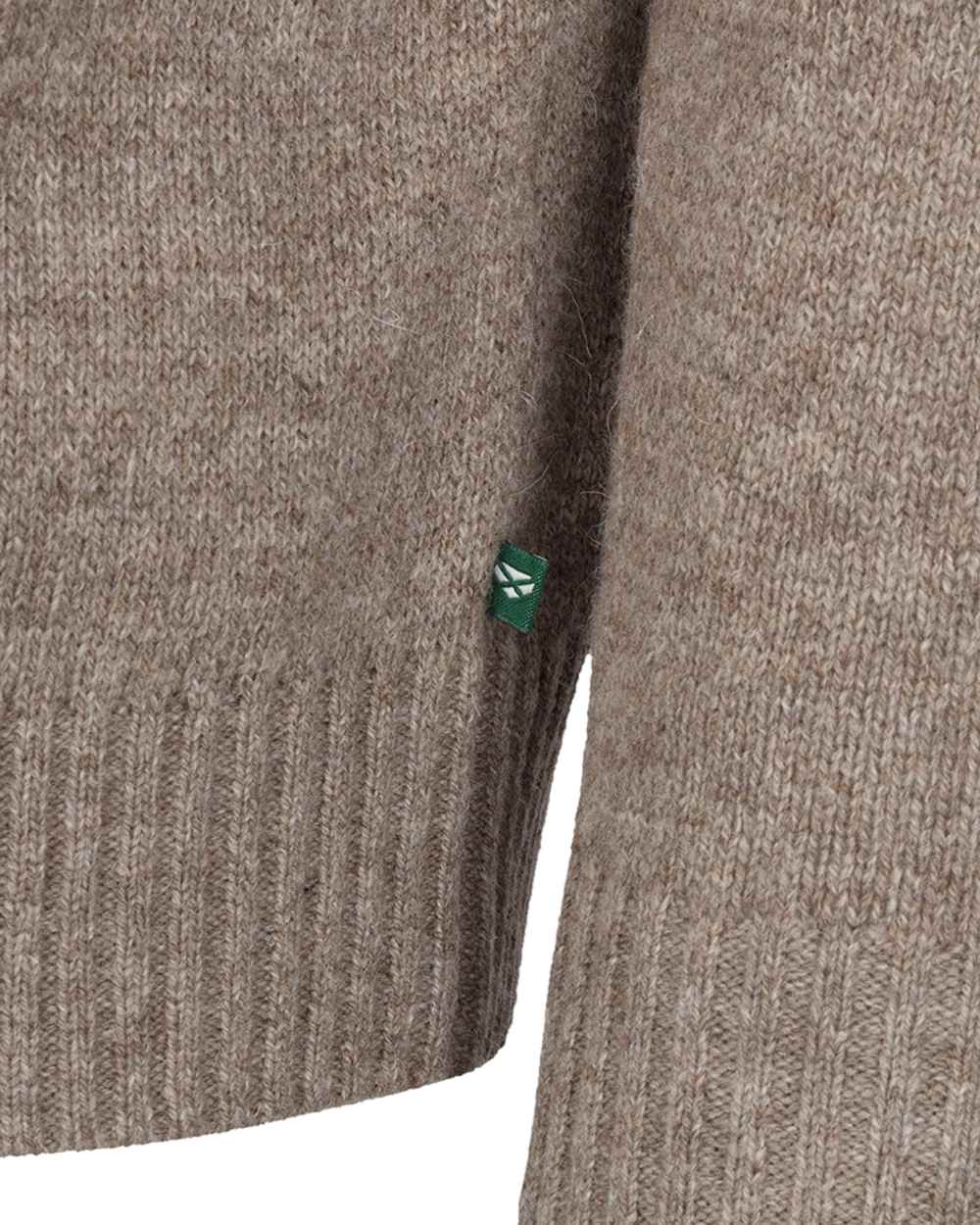 Oatmeal Marl Coloured Hoggs of Fife Lothian II Quarter Zip Pullover on white background #colour_oatmeal-marl
