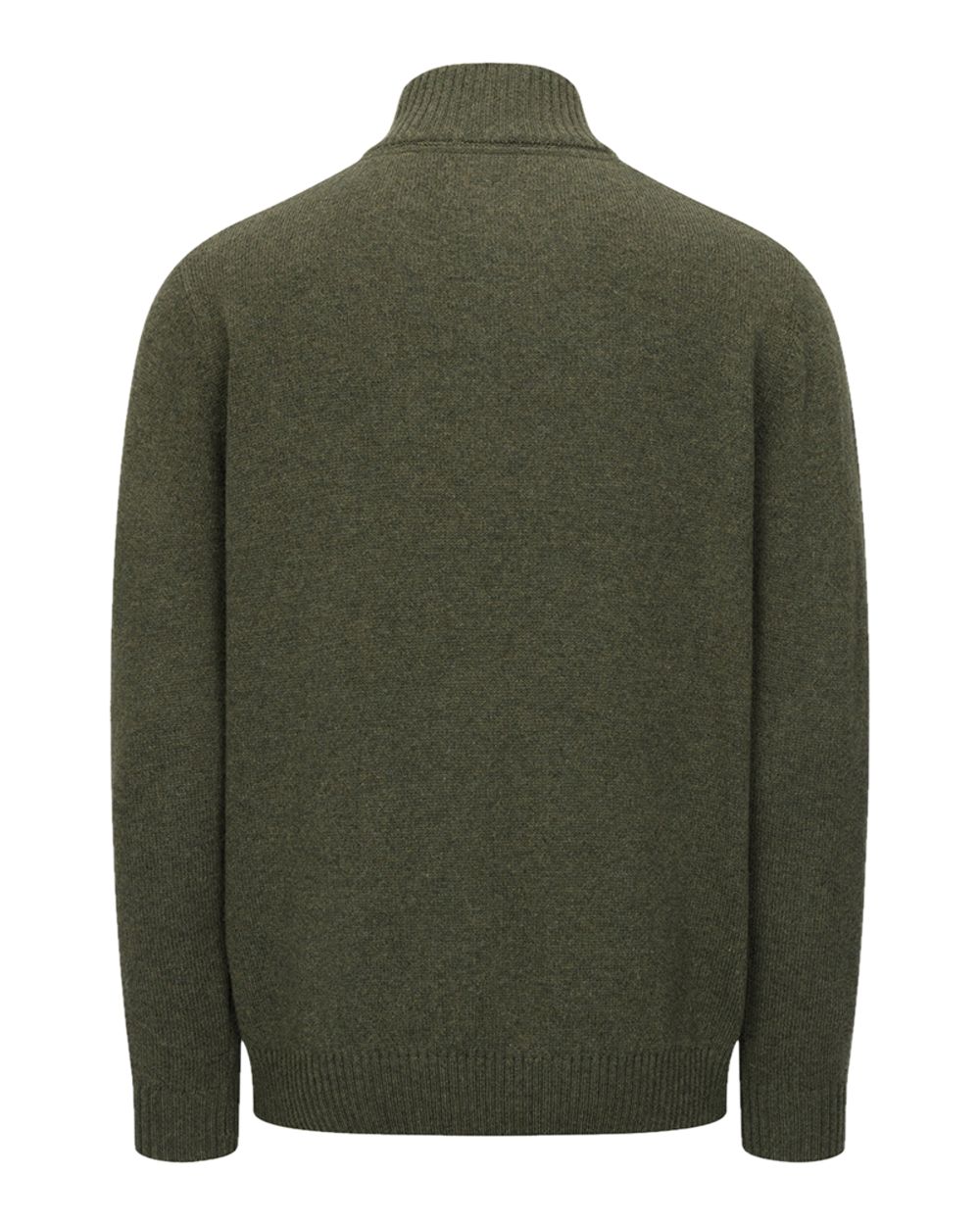 Olive Marl Coloured Hoggs of Fife Lothian II Quarter Zip Pullover on white background #colour_olive-marl