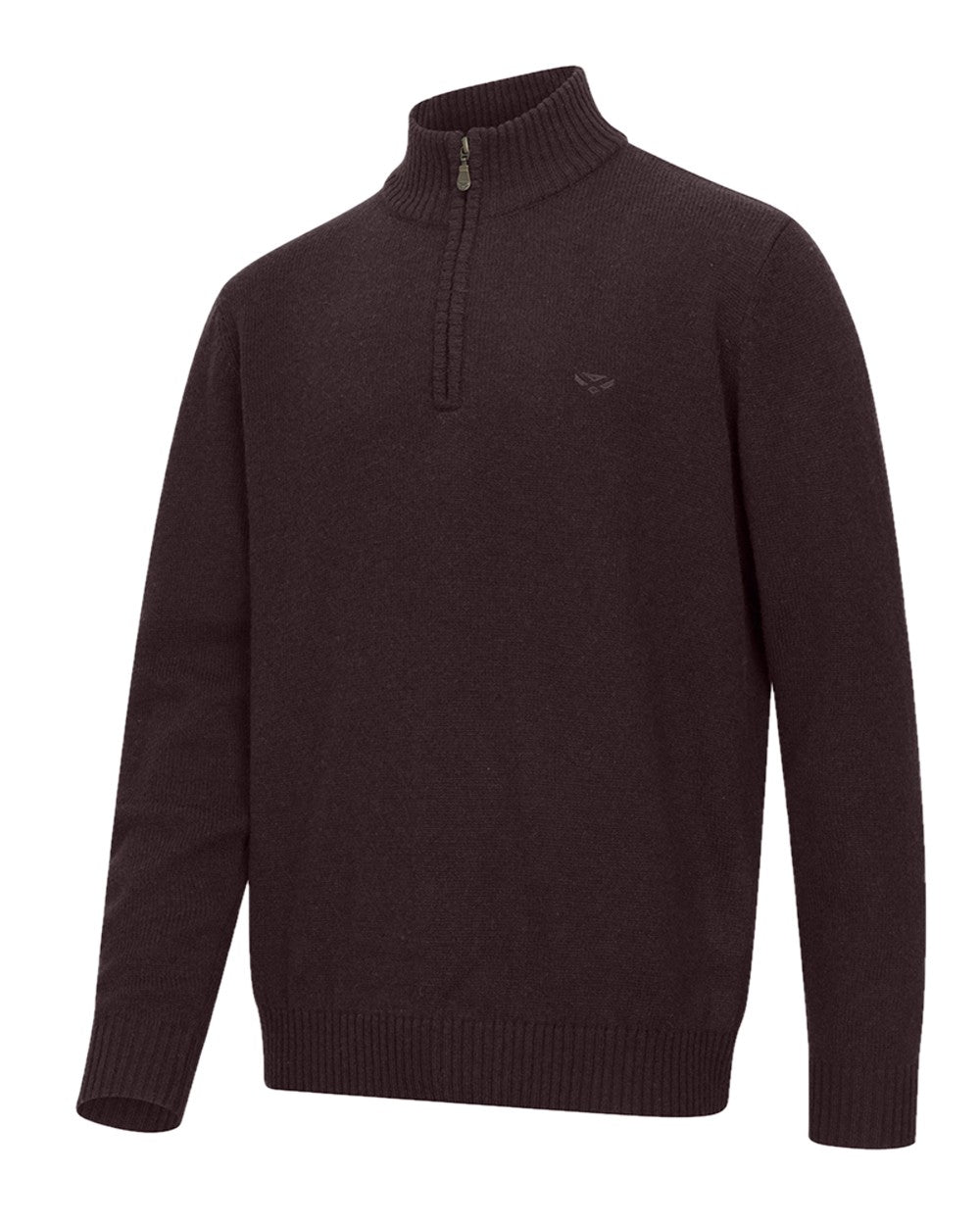 Redwood Coloured Hoggs of Fife Lothian II Quarter Zip Pullover on white background #colour_redwood