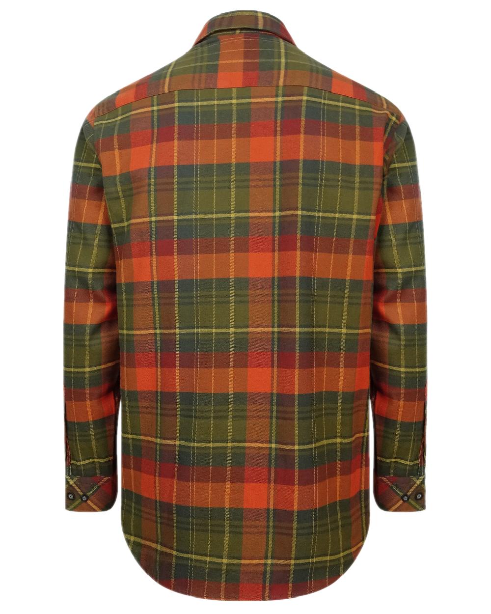 Autumn Green Orange Coloured Hoggs of Fife Luxury Cotton Hunting Shirt on white background #colour_autumn-green-orange