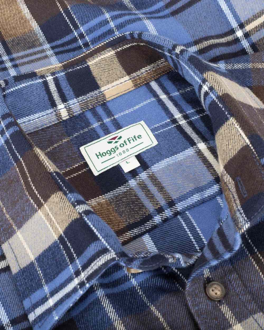 Countrysport Blue Brown Coloured Hoggs of Fife Luxury Cotton Hunting Shirt on white background #colour_countrysport-blue-brown