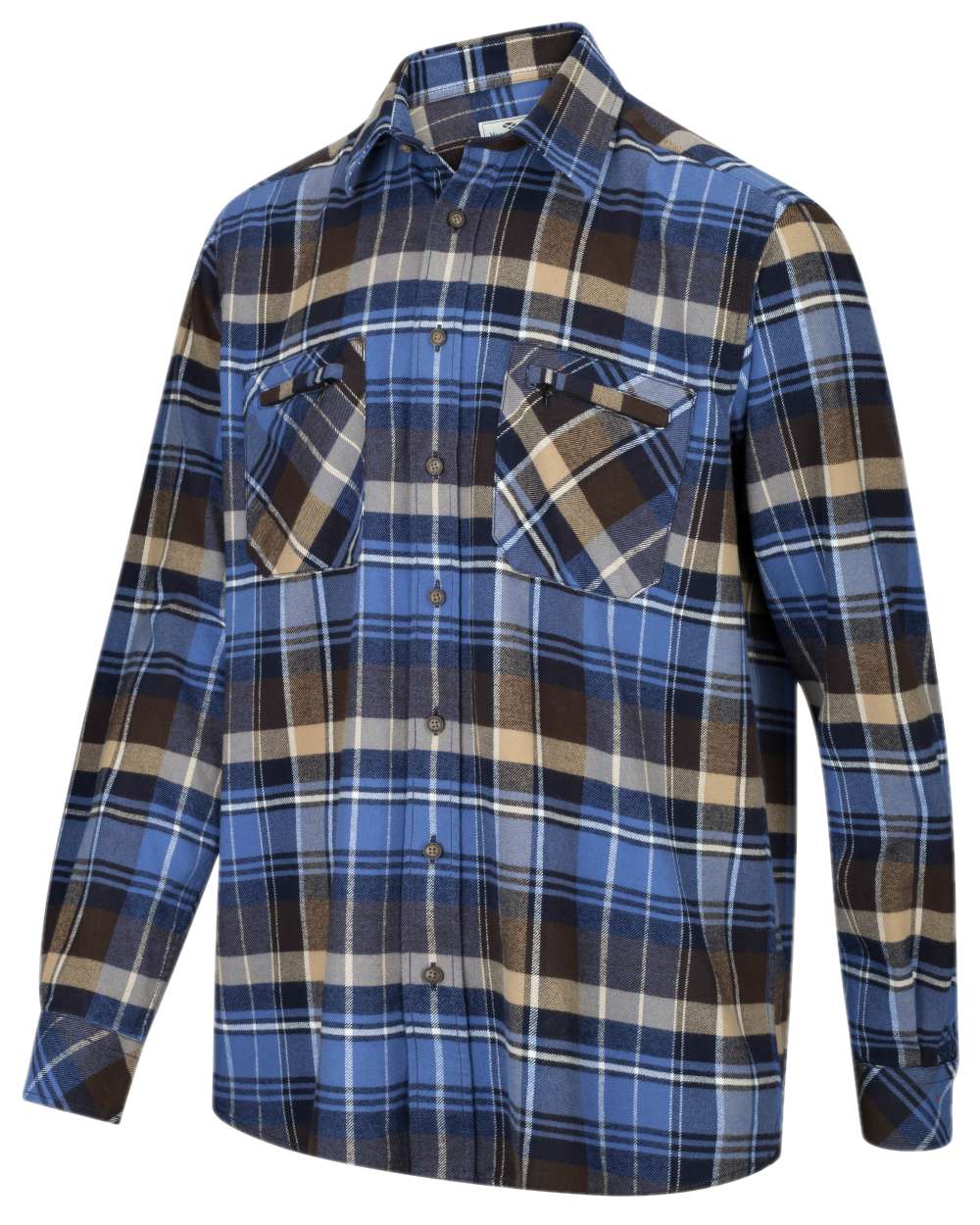 Countrysport Blue Brown Coloured Hoggs of Fife Luxury Cotton Hunting Shirt on white background #colour_countrysport-blue-brown