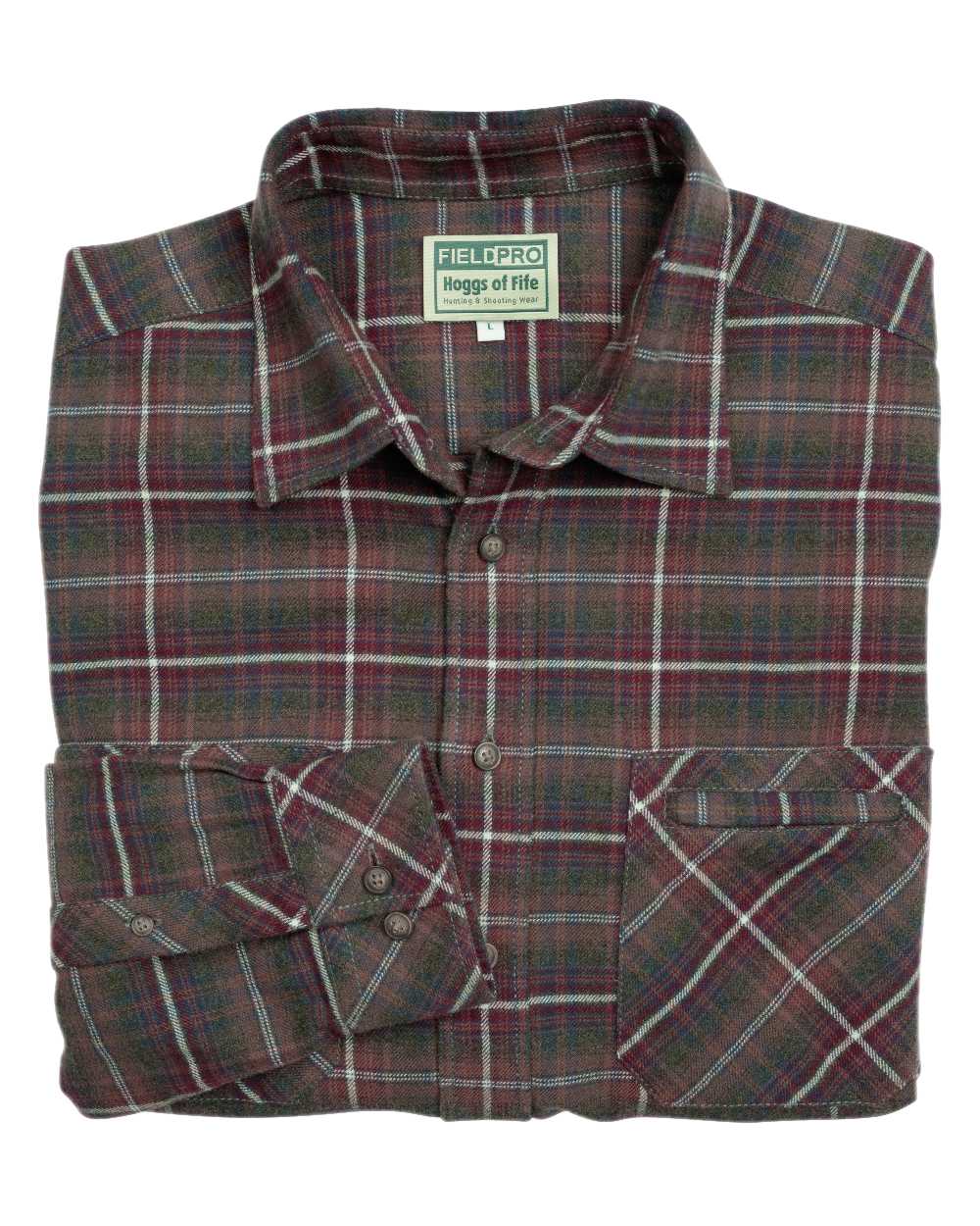 Countrysport Olive Wine Coloured Hoggs of Fife Luxury Cotton Hunting Shirt on white background #colour_countrysport-olive-wine