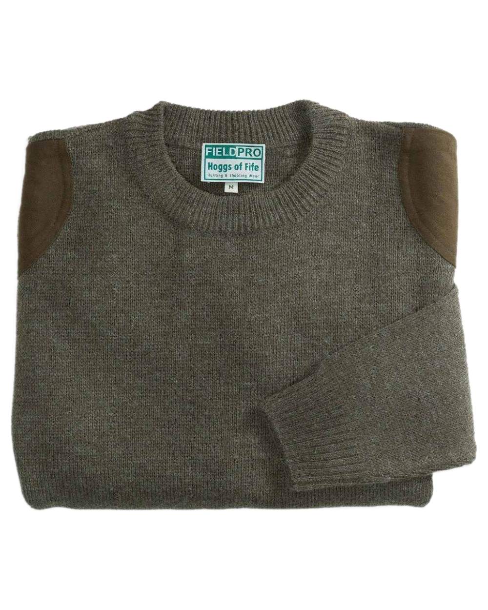 Marled Green Coloured Hoggs of Fife Melrose Hunting Pullover on white background #colour_marled-green