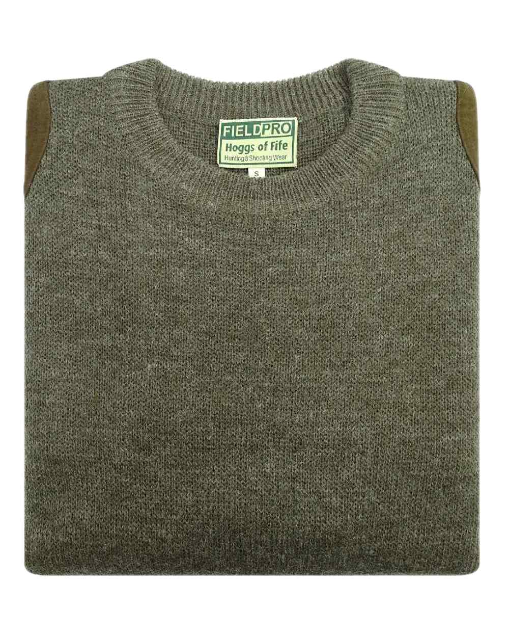 Marled Green Coloured Hoggs of Fife Melrose Hunting Pullover on white background #colour_marled-green