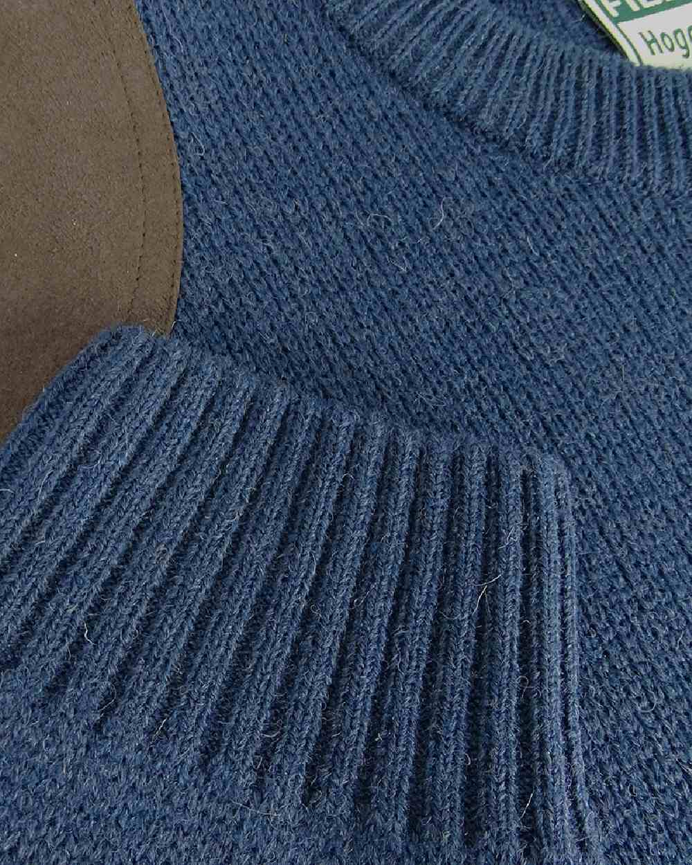 Marled Navy Coloured Hoggs of Fife Melrose Hunting Pullover on white background #colour_marled-navy