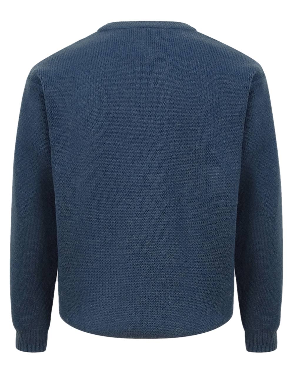 Marled Navy Coloured Hoggs of Fife Melrose Hunting Pullover on white background #colour_marled-navy