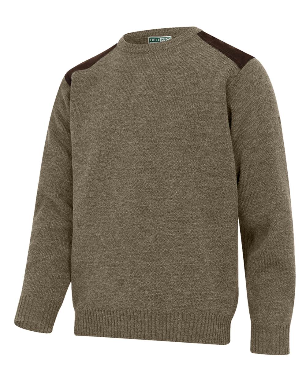 Meadow Green coloured Hoggs of Fife Melrose II Crew Pullover on white background #colour_meadow-green