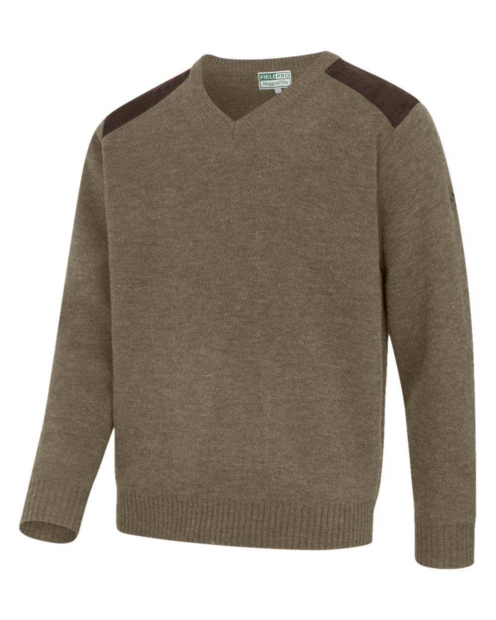 Meadow Green coloured Hoggs of Fife Melrose II V Neck Pullover on white background #colour_meadow-green