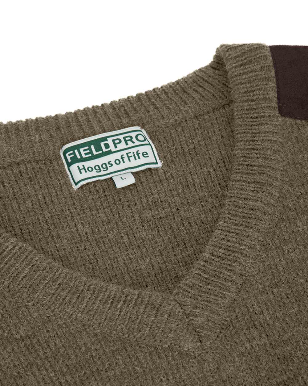 Meadow Green coloured Hoggs of Fife Melrose II V Neck Pullover on white background #colour_meadow-green