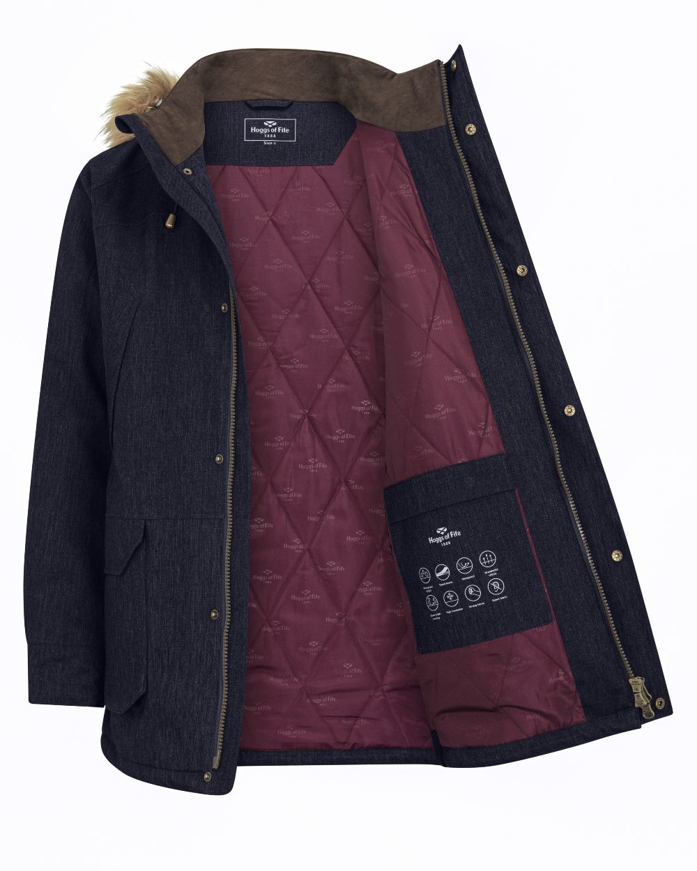 Marine Navy coloured Hoggs of Fife Mens Argyll II Jacket on white background #colour_marine-navy