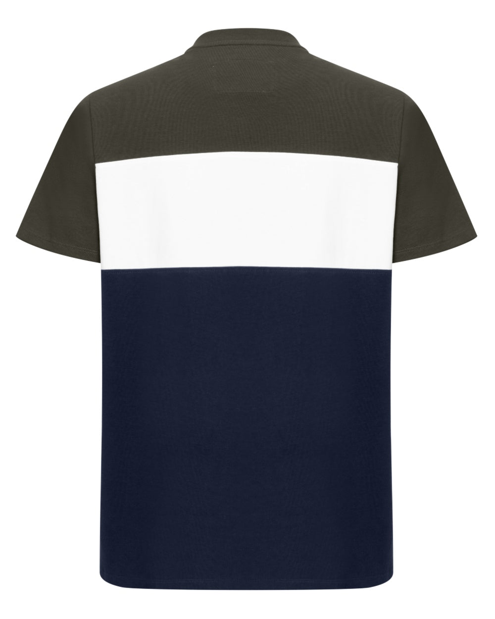 Forest White Navy Coloured Hoggs of Fife Mens Dalbeattie Colour Block T-Shirt on white background #colour_forest-white-navy