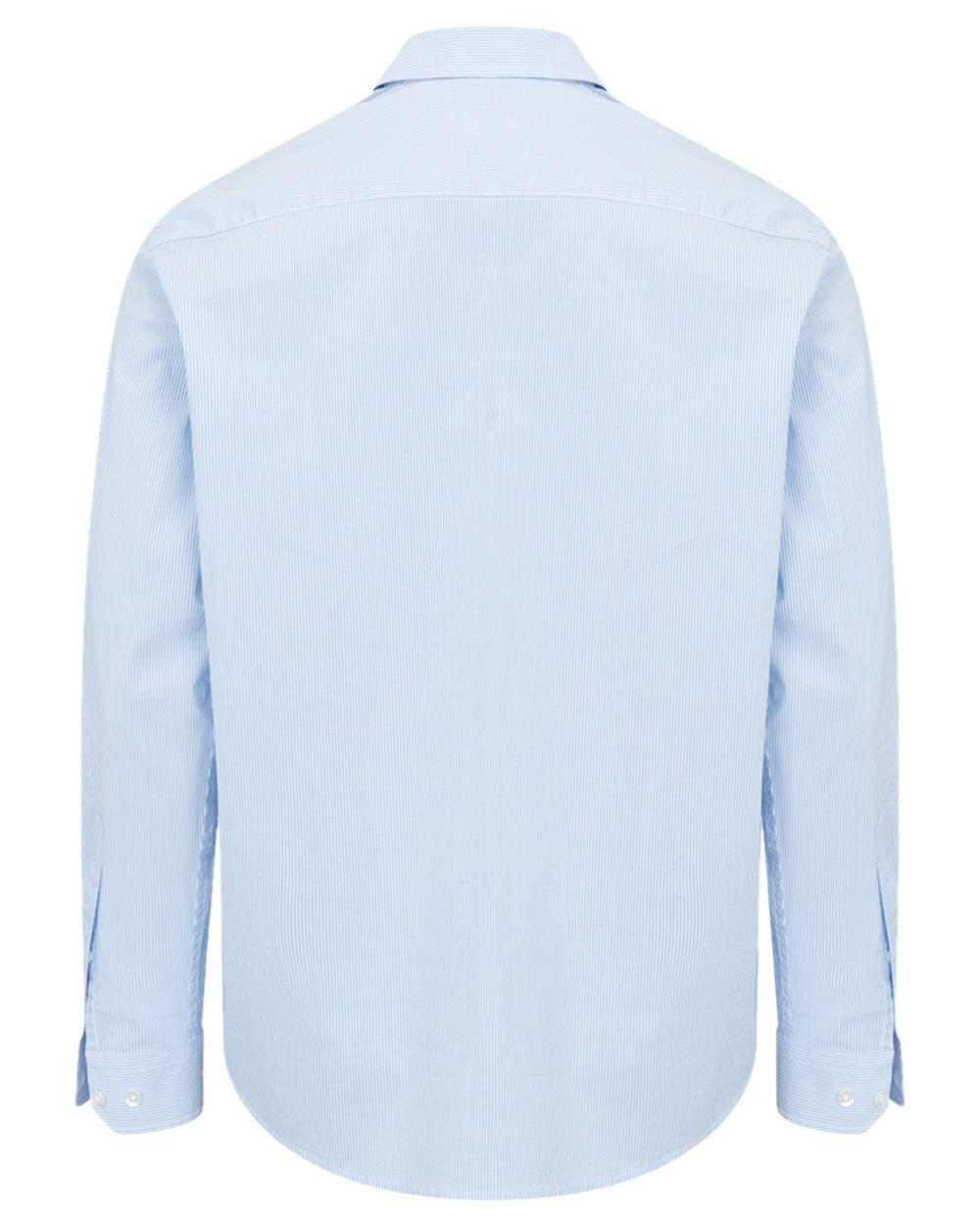 Blue White Coloured Hoggs of Fife Mens Ingliston Stretch Stripe Shirt on white background #colour_blue-white