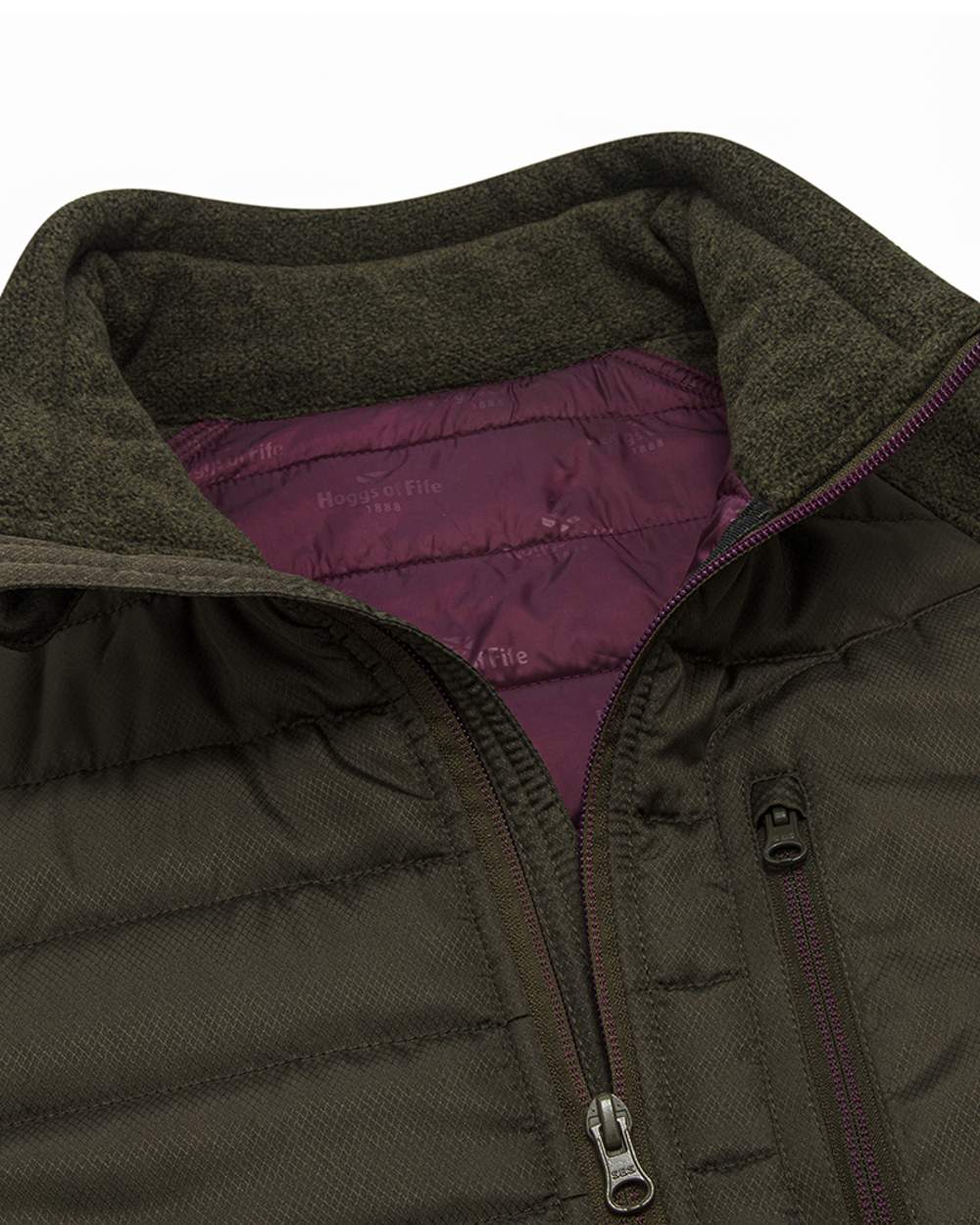 Dark Forest Marl Coloured Hoggs of Fife Mens Melville Hybrid Jacket on white background #colour_dark-forest-marl