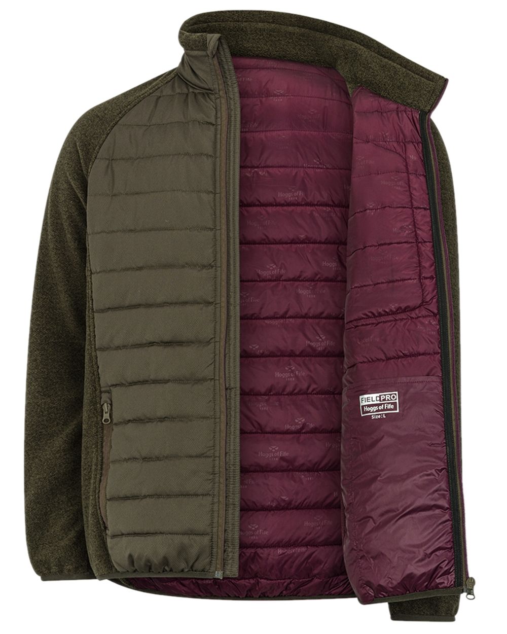 Dark Forest Marl Coloured Hoggs of Fife Mens Melville Hybrid Jacket on white background #colour_dark-forest-marl