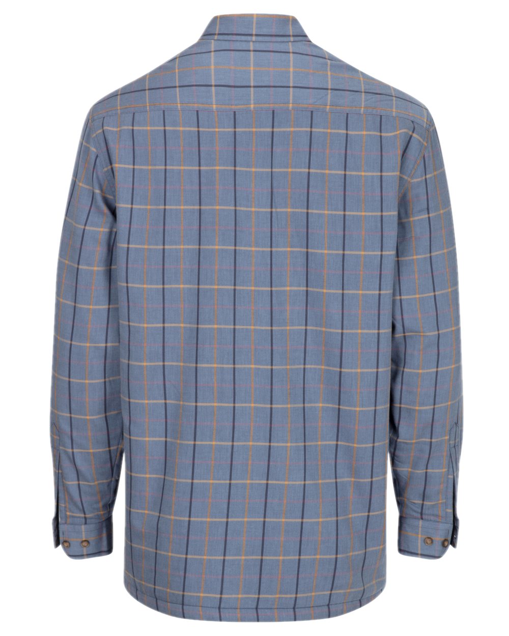 Blackthorn Sky Blue Check Coloured Hoggs of Fife Micro Fleece Lined Shirt on white background #colour_blackthorn-sky-blue-check