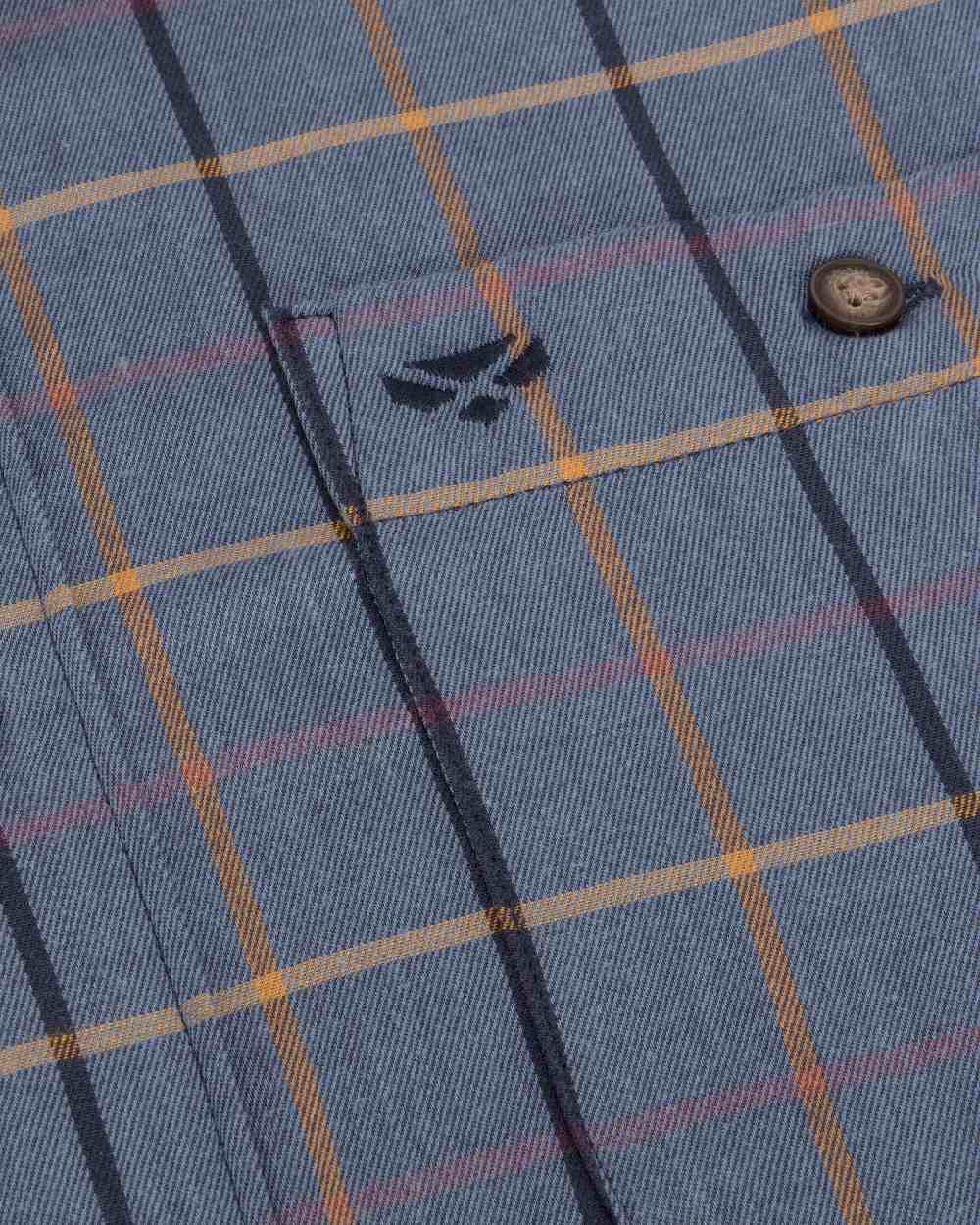Blackthorn Sky Blue Check Coloured Hoggs of Fife Micro Fleece Lined Shirt on white background #colour_blackthorn-sky-blue-check