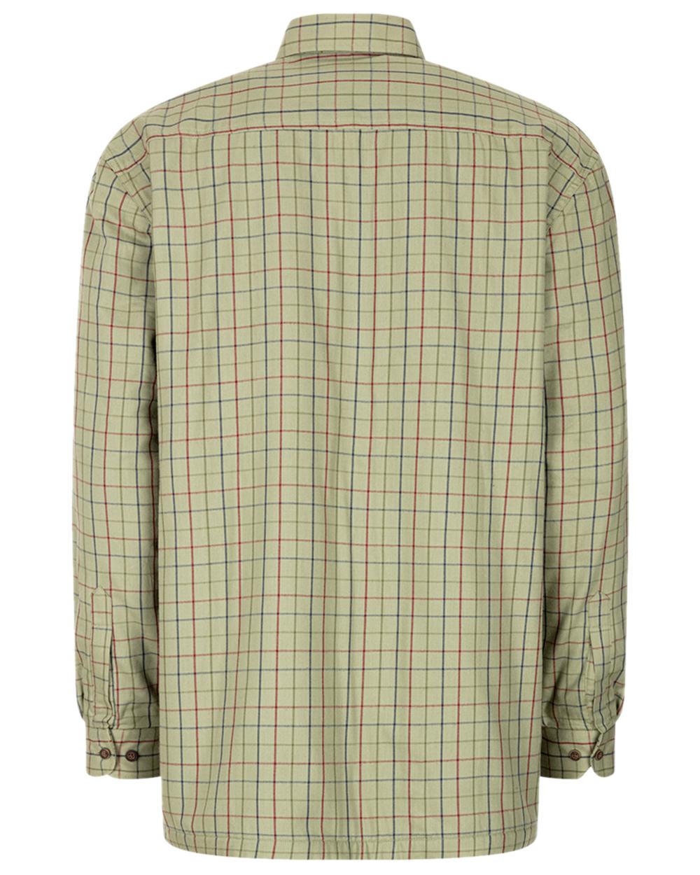 Boxwood Green Tattersall Coloured Hoggs of Fife Micro Fleece Lined Shirt on white background #colour_boxwood-green-tattersall