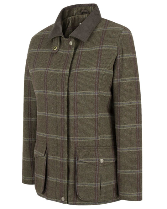 Bracken Tweed Coloured Hoggs of Fife Musselburgh Tweed Field Coat on white background #colour_bracken-tweed