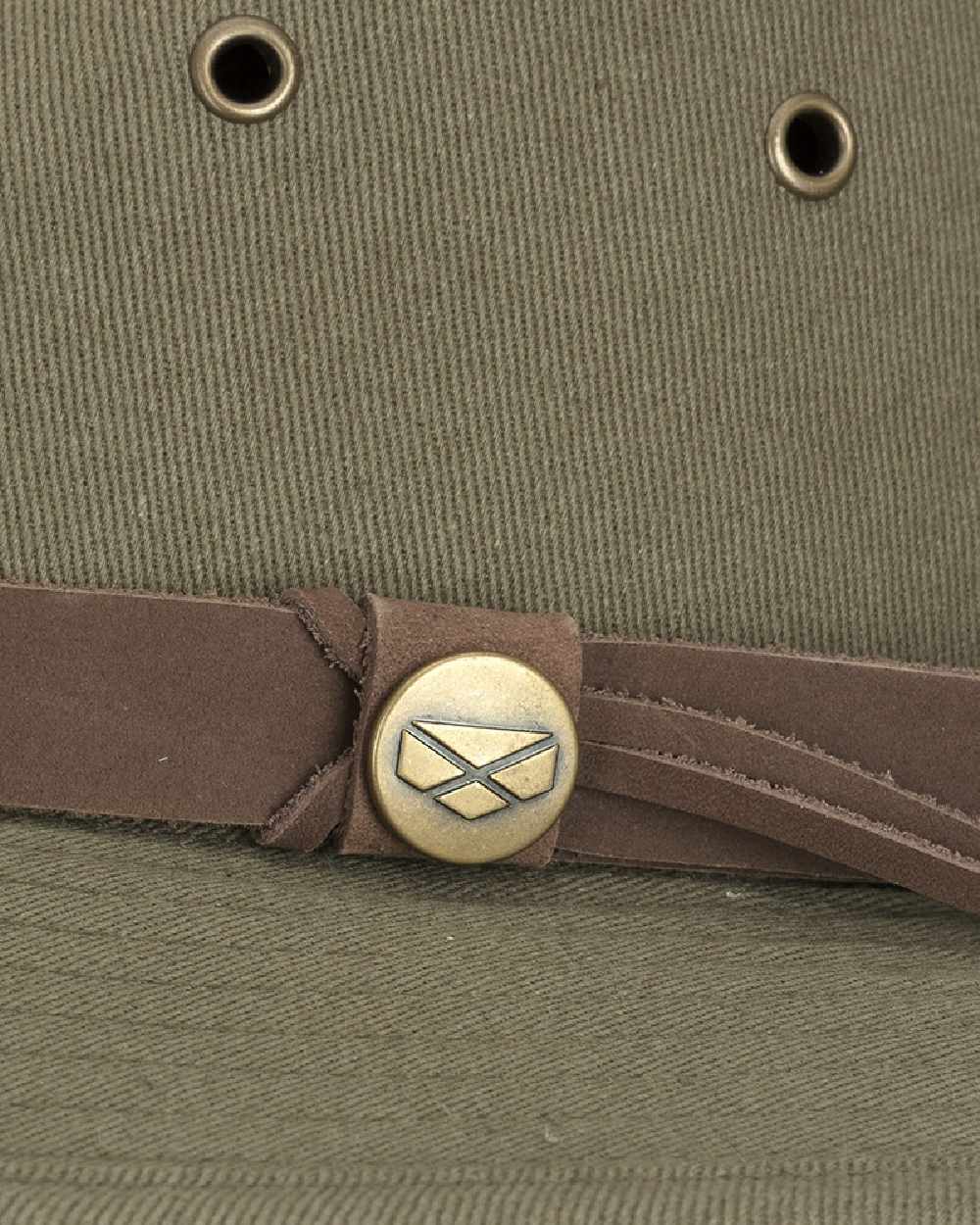 Khaki Coloured Hoggs of Fife Panmure Canvas Foldable Hat on white background #colour_khaki