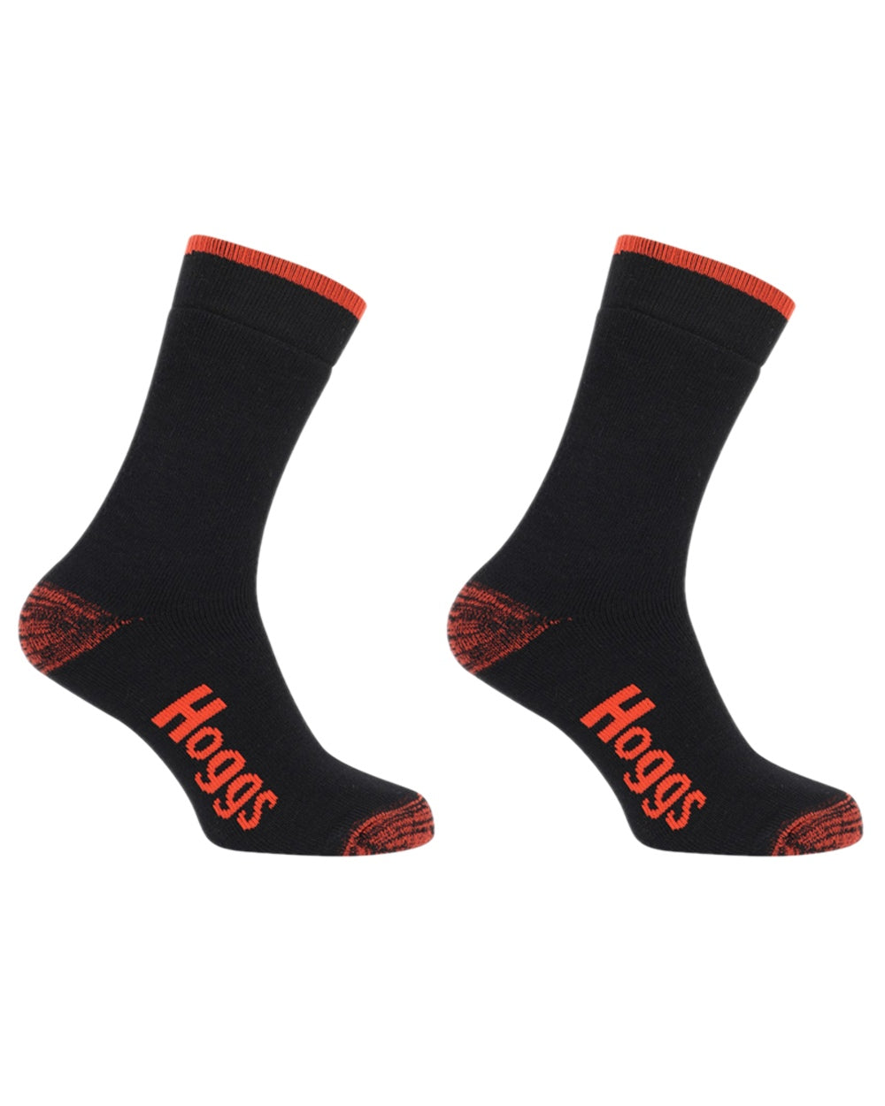 Black Red Coloured Hoggs of Fife Performance Thermal Work Socks Twin Pack on white background #colour_black-red