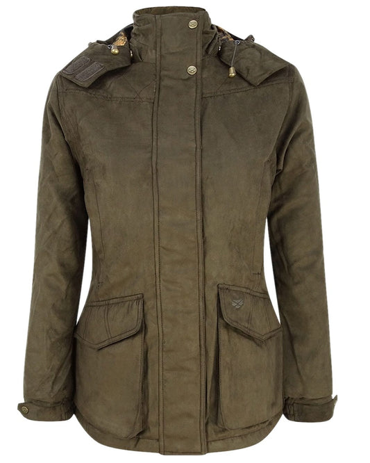 Field Green Coloured Hoggs of Fife Rannoch Ladies Hunting Jacket on white background #colour_field-green