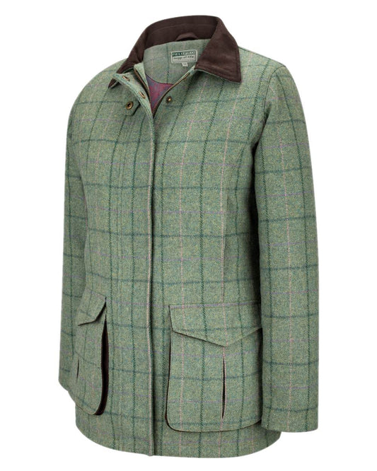 Spring Bracken Coloured Hoggs of Fife Roslin Ladies Technical Tweed Field Coat on white background #colour_spring-bracken
