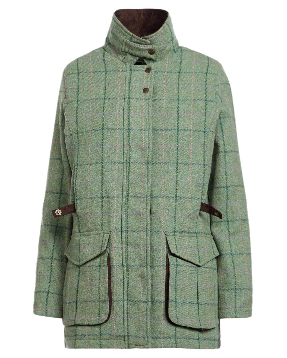 Spring Bracken Coloured Hoggs of Fife Roslin Ladies Technical Tweed Field Coat on white background #colour_spring-bracken