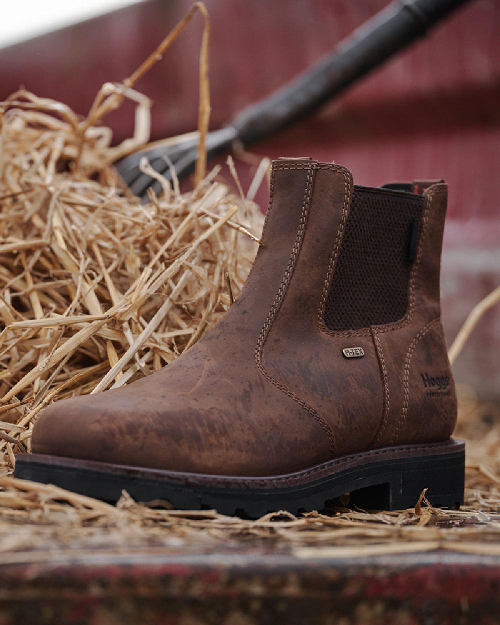 Crazy Horse Brown Coloured Hoggs of Fife Shire Pro Waterproof Dealer Boots on grass background #colour_crazy-horse-brown