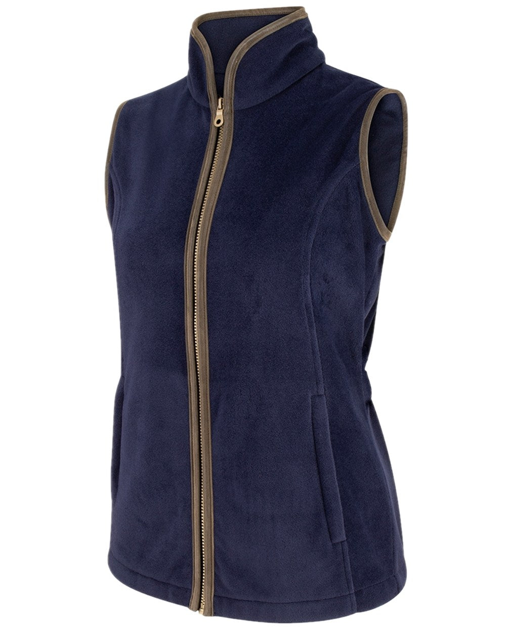 Midnight Navy Coloured Hoggs of Fife Stenton Ladies Fleece Gilet on white background #colour_midnight-navy