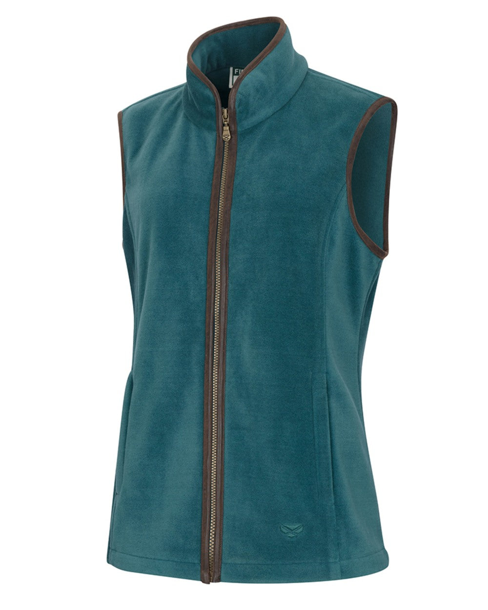 Teal Coloured Hoggs of Fife Stenton Ladies Fleece Gilet on white background #colour_teal