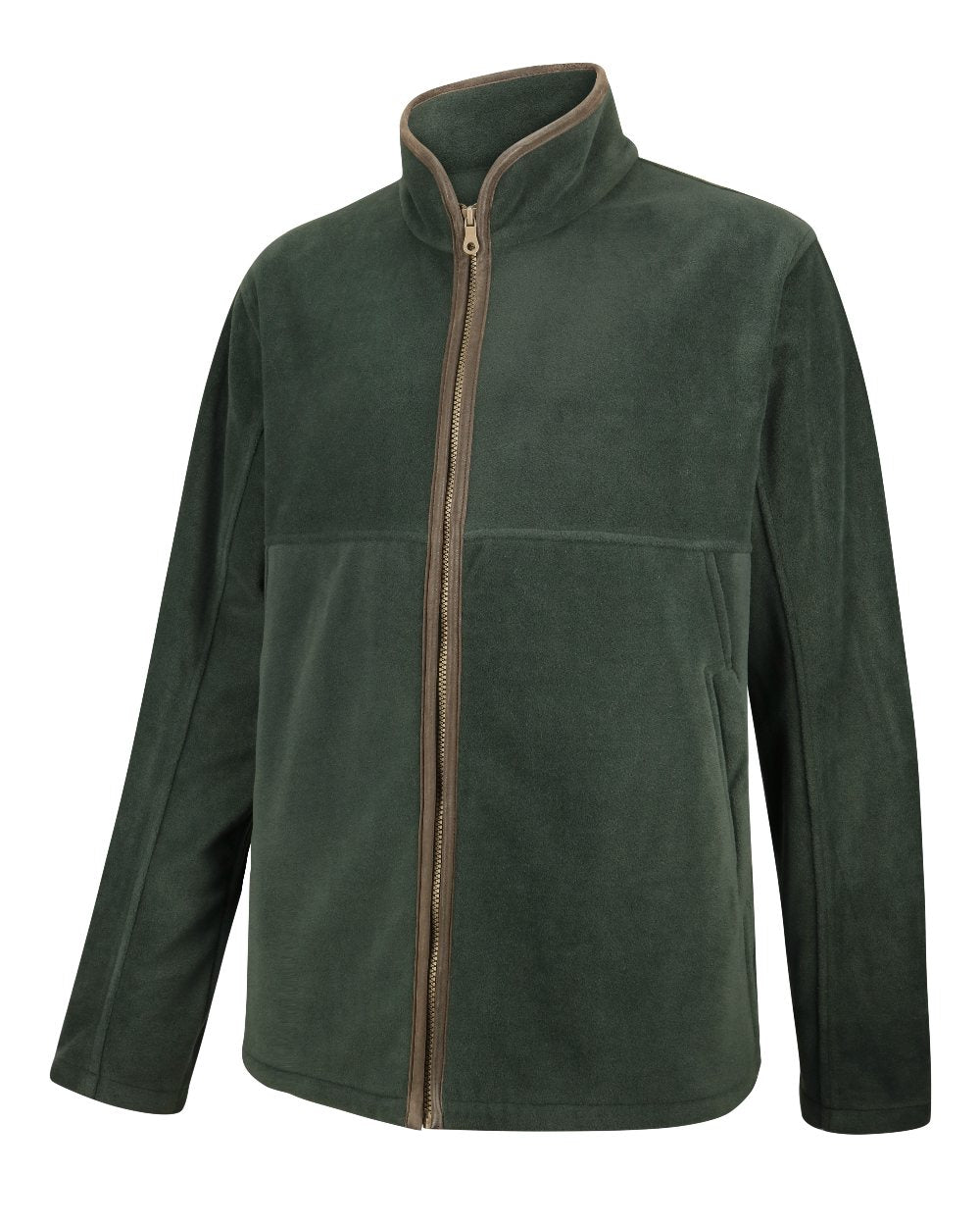 Pine Green Coloured Hoggs of Fife Stenton Technical Fleece Jacket on white background #colour_pine-green
