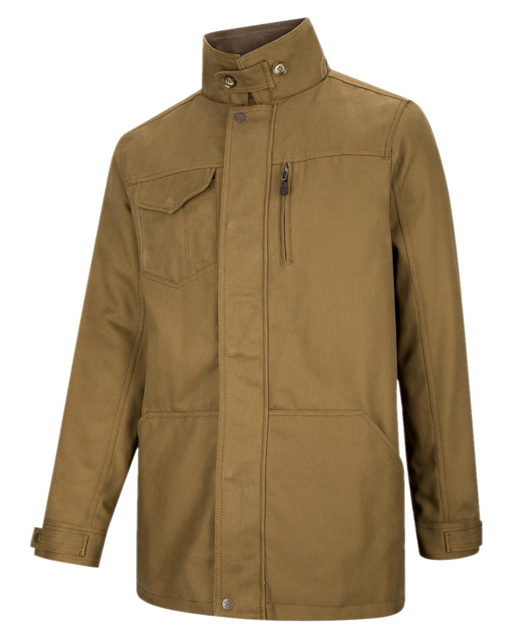 Camel Coloured Hoggs of Fife Stewarton Canvas Coat on white background #colour_camel