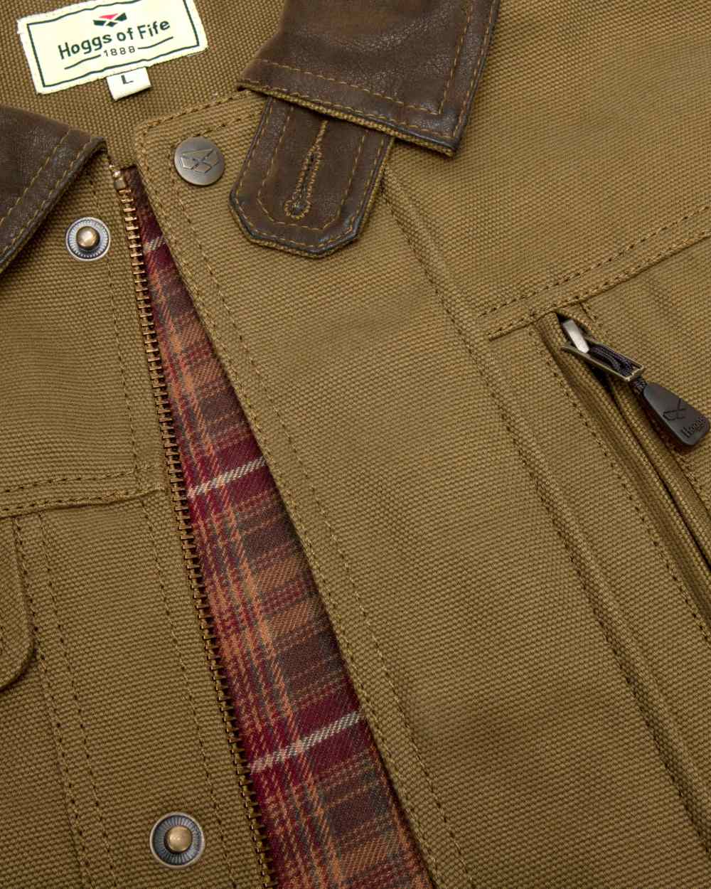 Camel Coloured Hoggs of Fife Stewarton Canvas Coat on white background #colour_camel