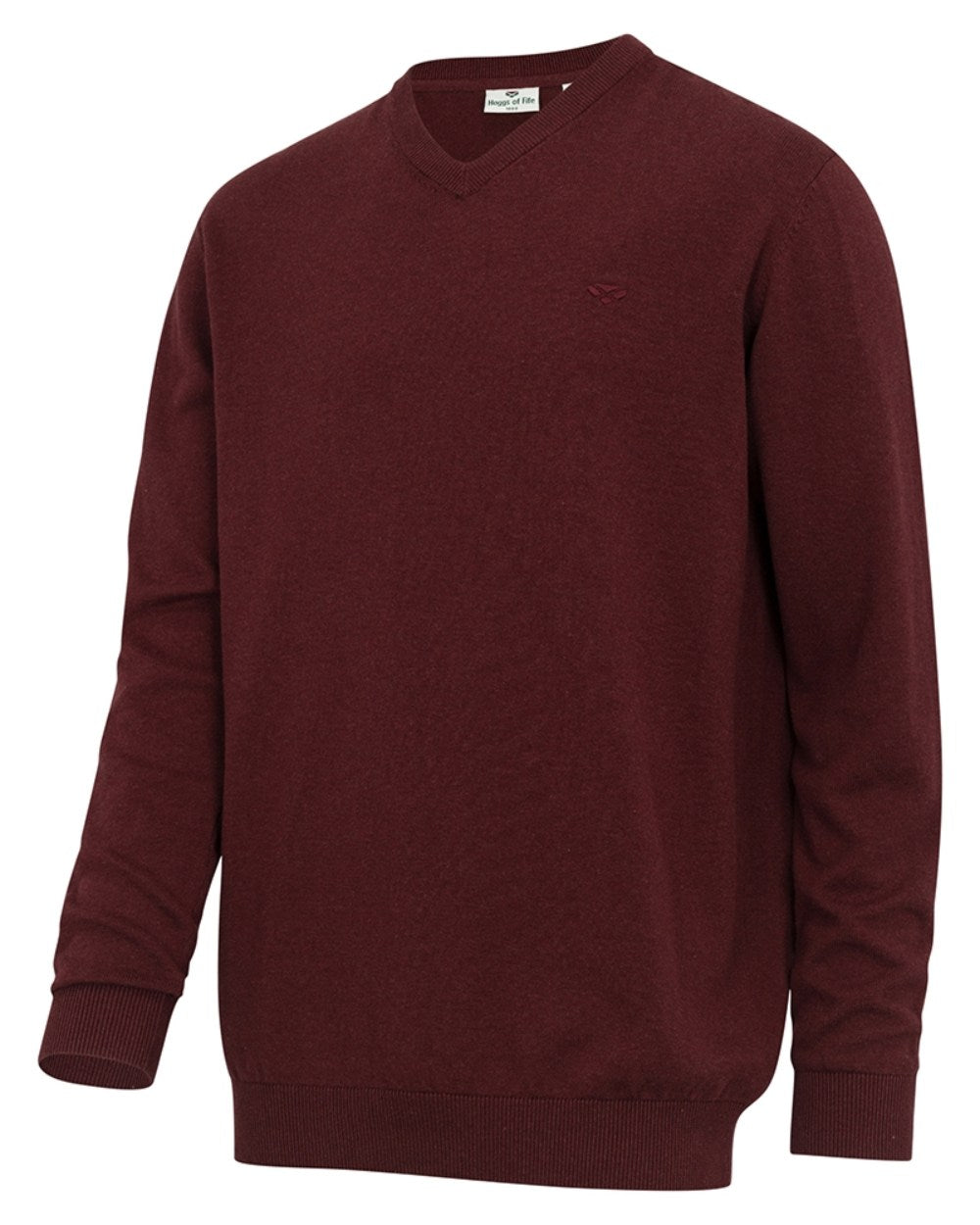 Berry Red Coloured Hoggs of Fife Stirling II Long Sleeve Pullover on white background #colour_berry-red