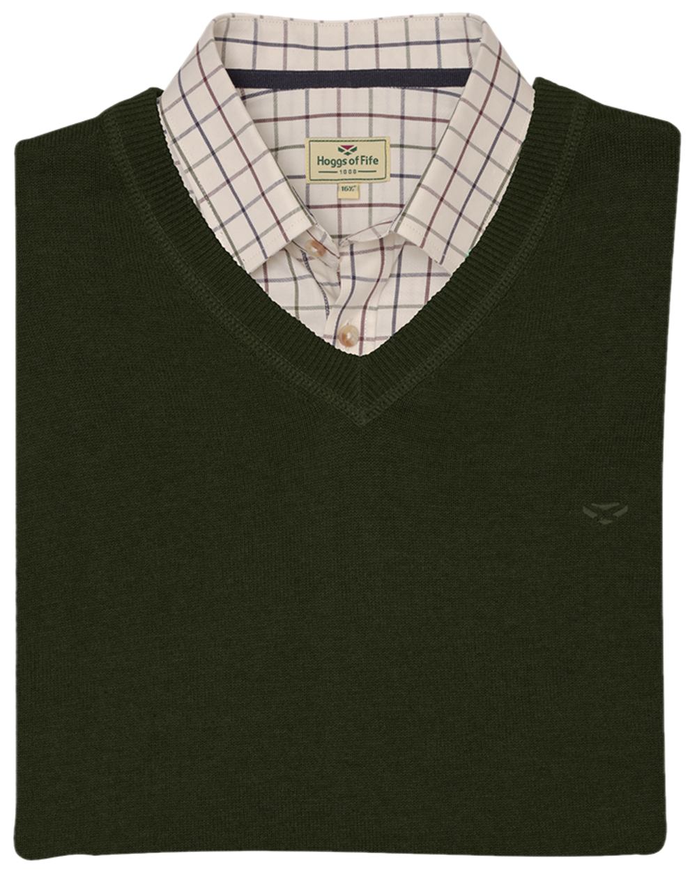 Fern Green Coloured Hoggs of Fife Stirling II Long Sleeve Pullover on white background #colour_fern-green