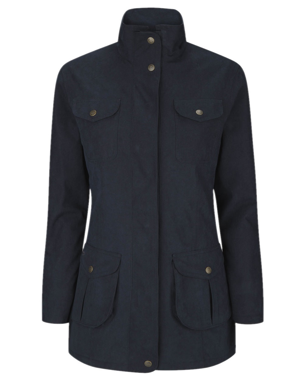 Navy Coloured Hoggs of Fife Struther Ladies Field Coat on white background #colour_navy