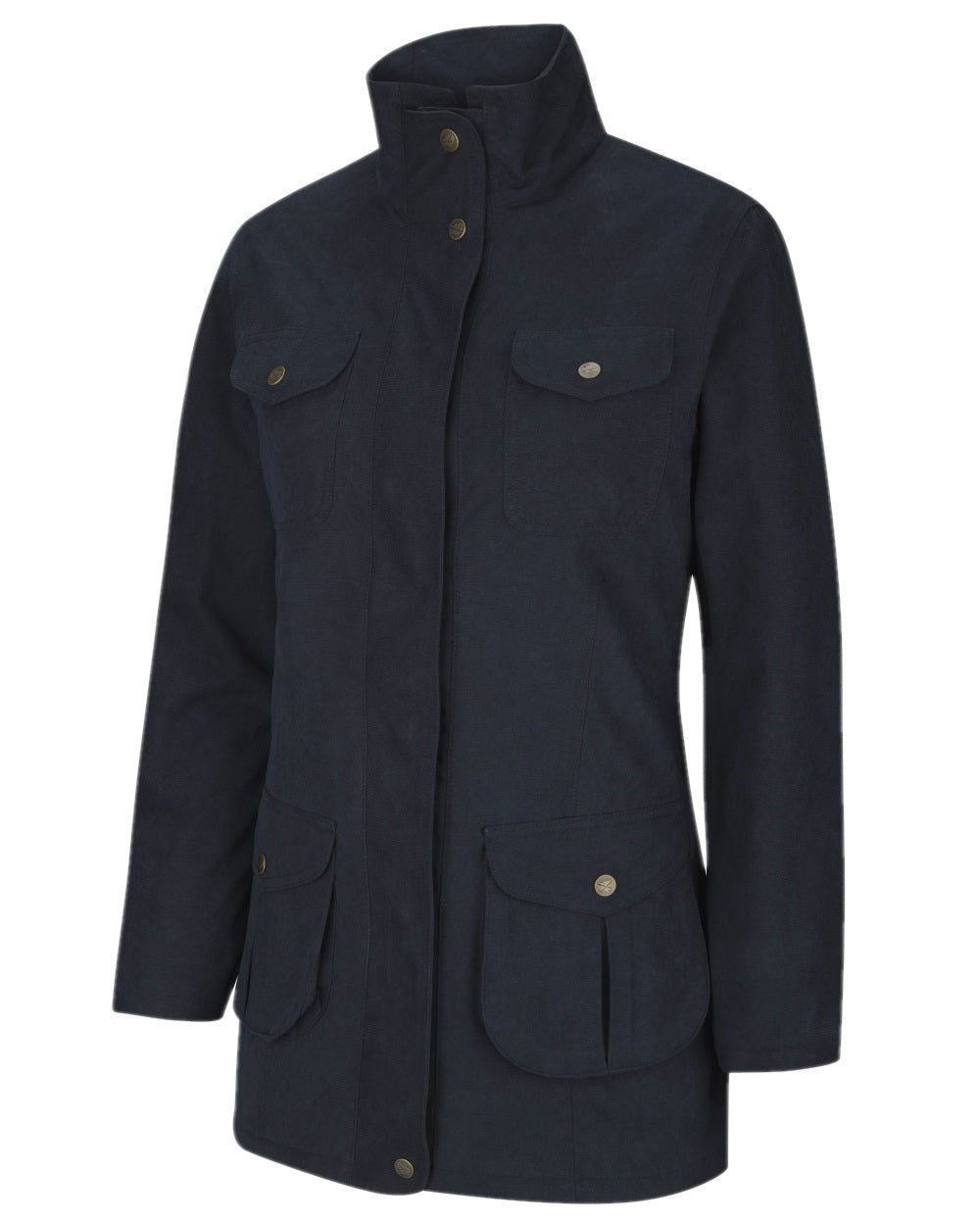 Navy Coloured Hoggs of Fife Struther Ladies Field Coat on white background #colour_navy
