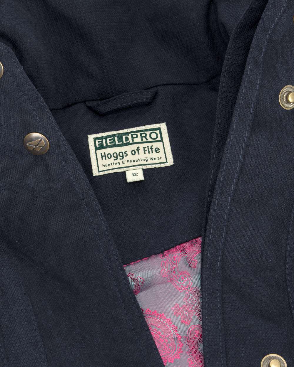 Navy Coloured Hoggs of Fife Struther Ladies Hooded Field Coat on white background #colour_navy