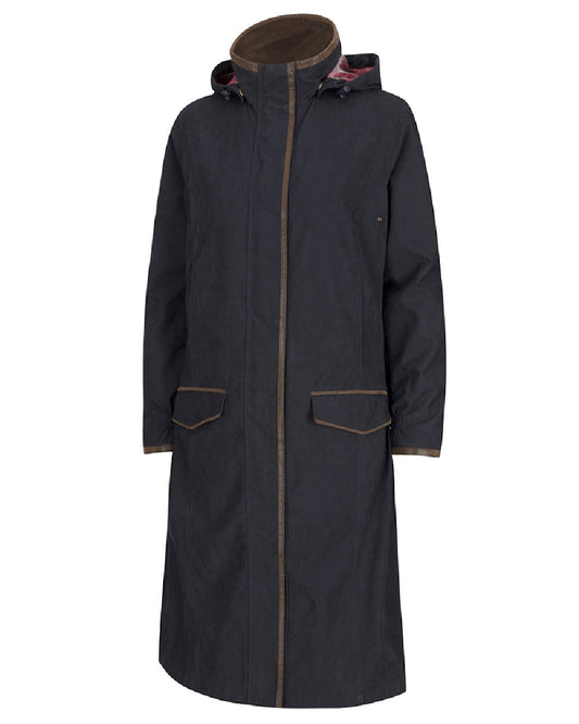 Navy Coloured Hoggs of Fife Struther Ladies Long Riding Coat on white background #colour_navy